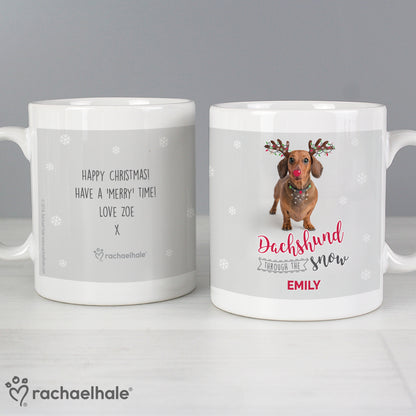 Personalised Rachael Hale Christmas Dachshund Through the Snow Mug - MK&JD Gifts