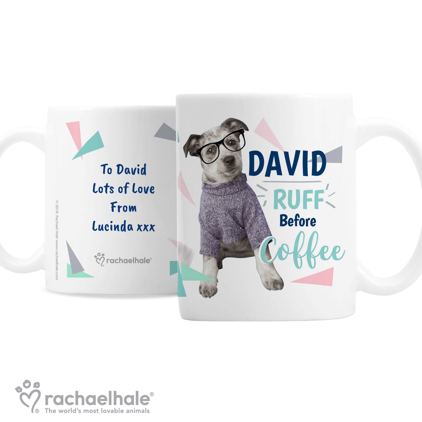 Personalised Rachael Hale 'Ruff Before Coffee' Dog Mug - MK&JD Gifts
