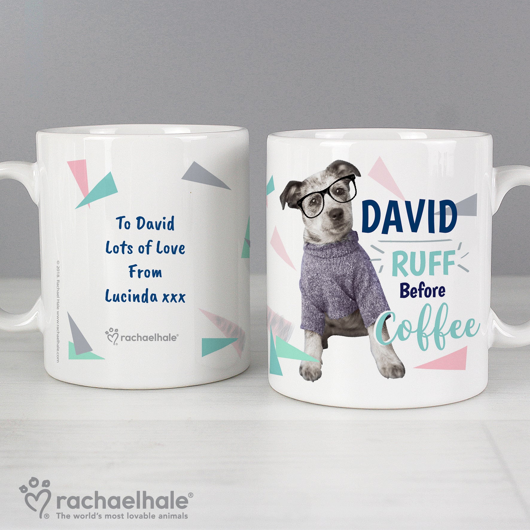 Personalised Rachael Hale 'Ruff Before Coffee' Dog Mug - MK&JD Gifts
