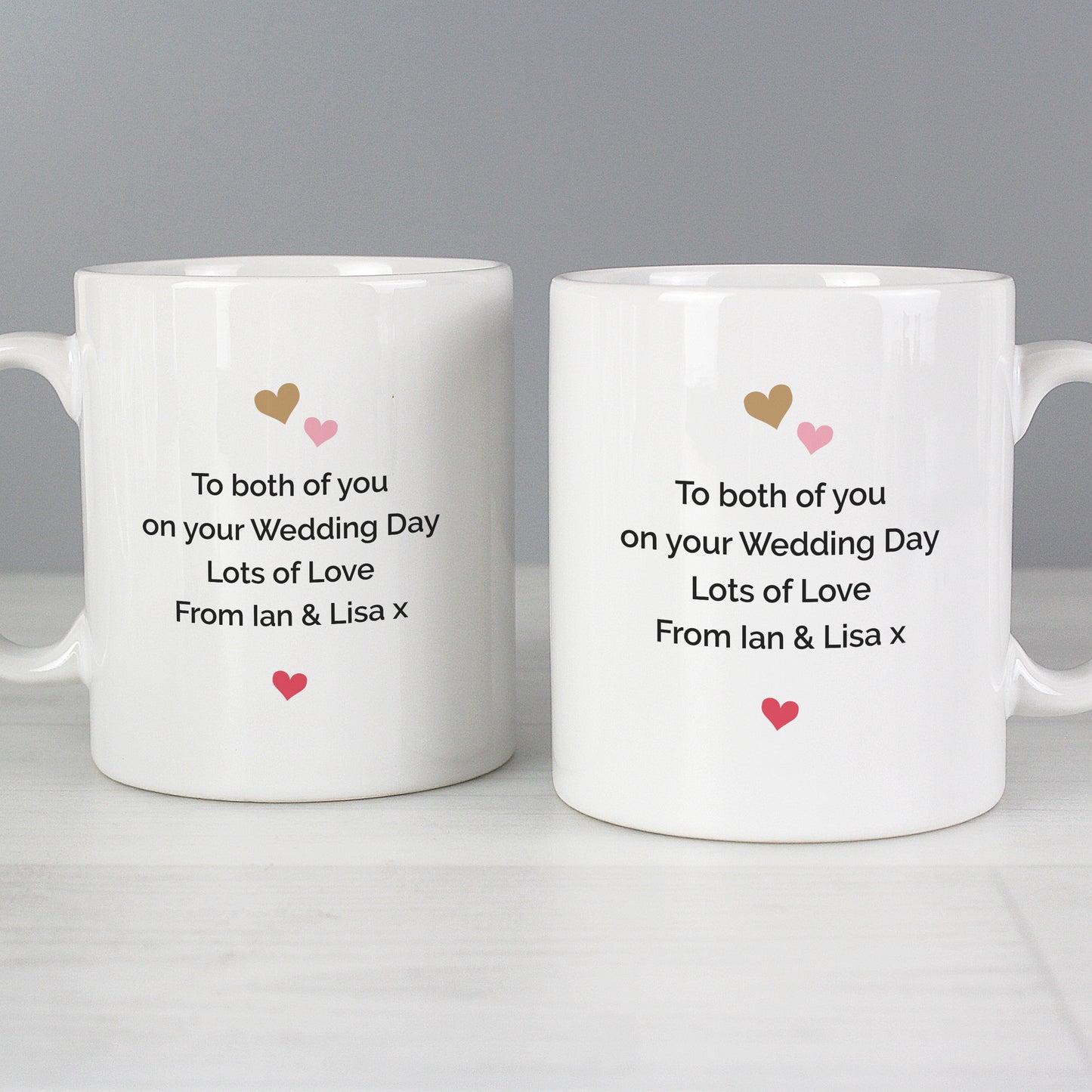 Personalised Confetti Hearts Wedding Mug Set - MK&JD Gifts