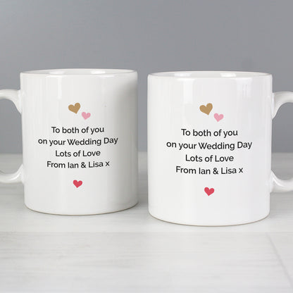 Personalised Confetti Hearts Wedding Mug Set - MK&JD Gifts