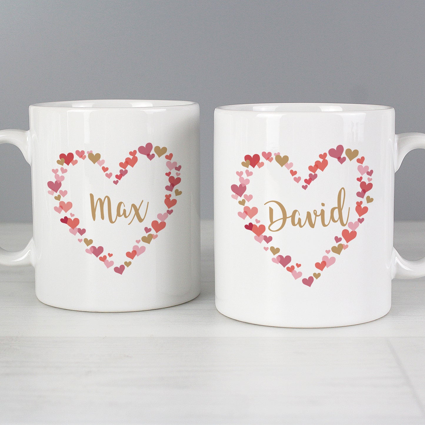 Personalised Confetti Hearts Wedding Mug Set - MK&JD Gifts