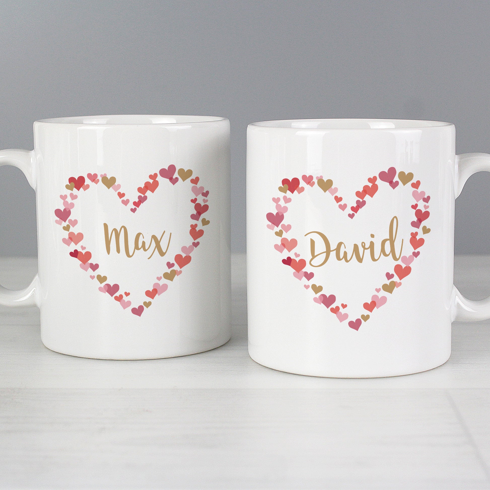 Personalised Confetti Hearts Wedding Mug Set - MK&JD Gifts