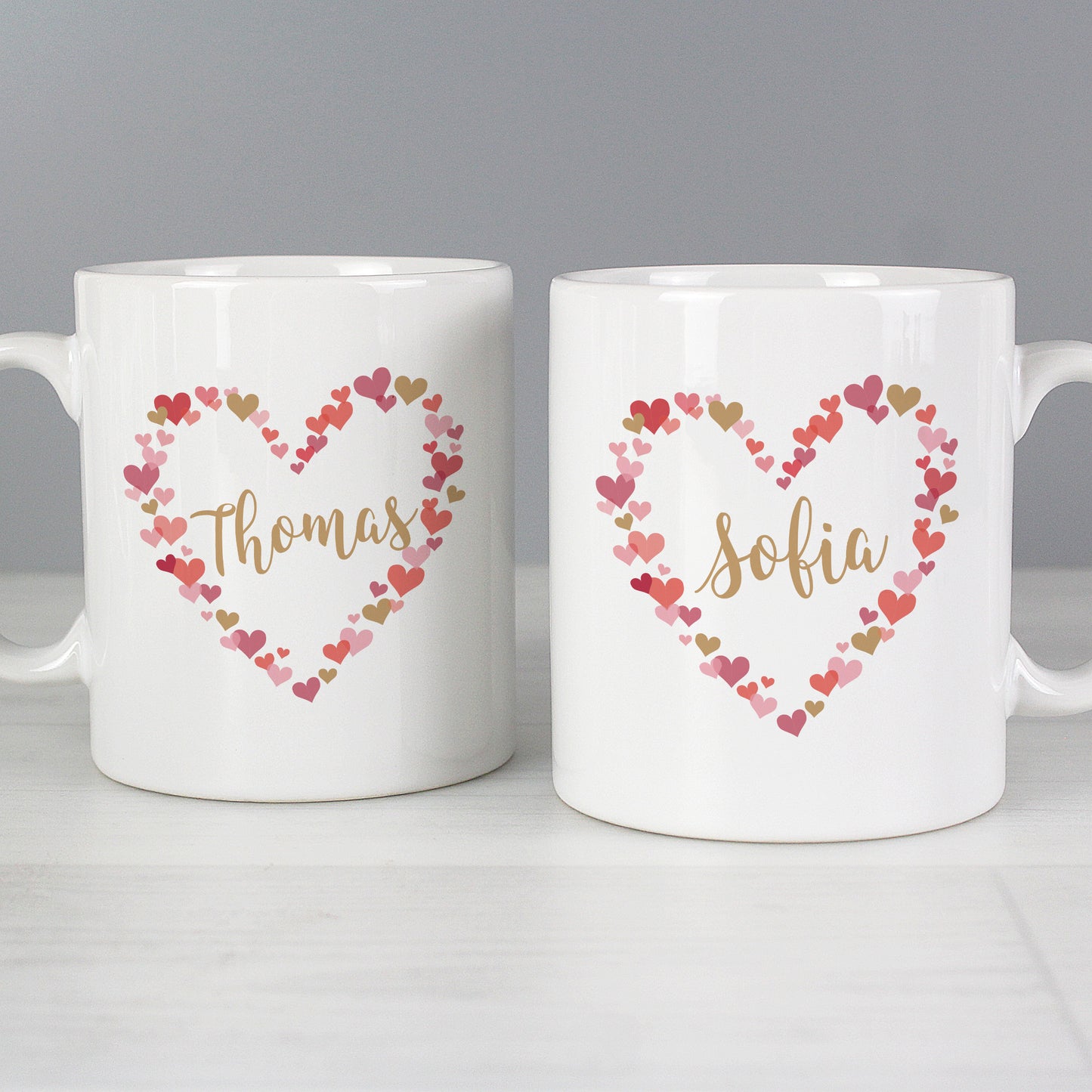 Personalised Confetti Hearts Wedding Mug Set - MK&JD Gifts