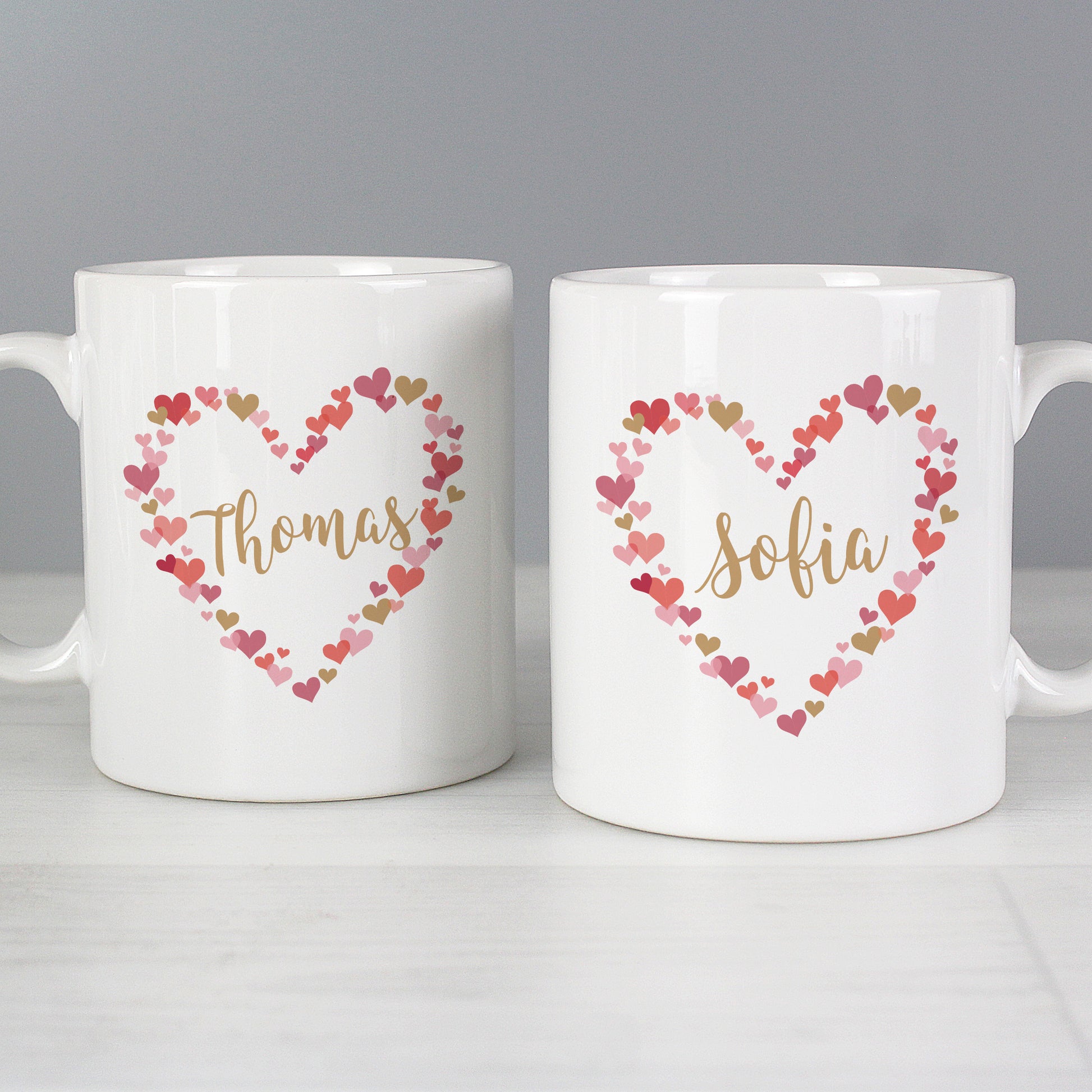 Personalised Confetti Hearts Wedding Mug Set - MK&JD Gifts