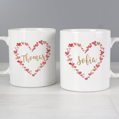 Personalised Confetti Hearts Wedding Mug Set - MK&JD Gifts