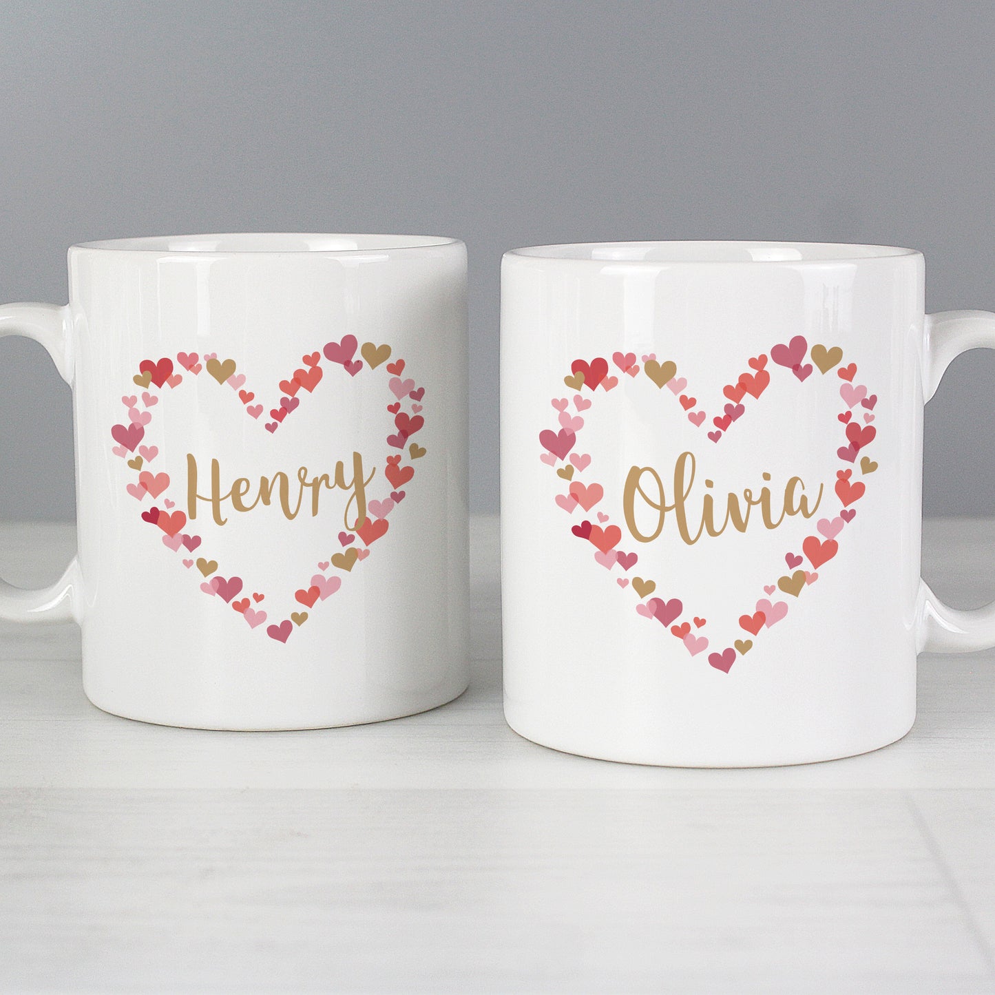 Personalised Confetti Hearts Wedding Mug Set - MK&JD Gifts