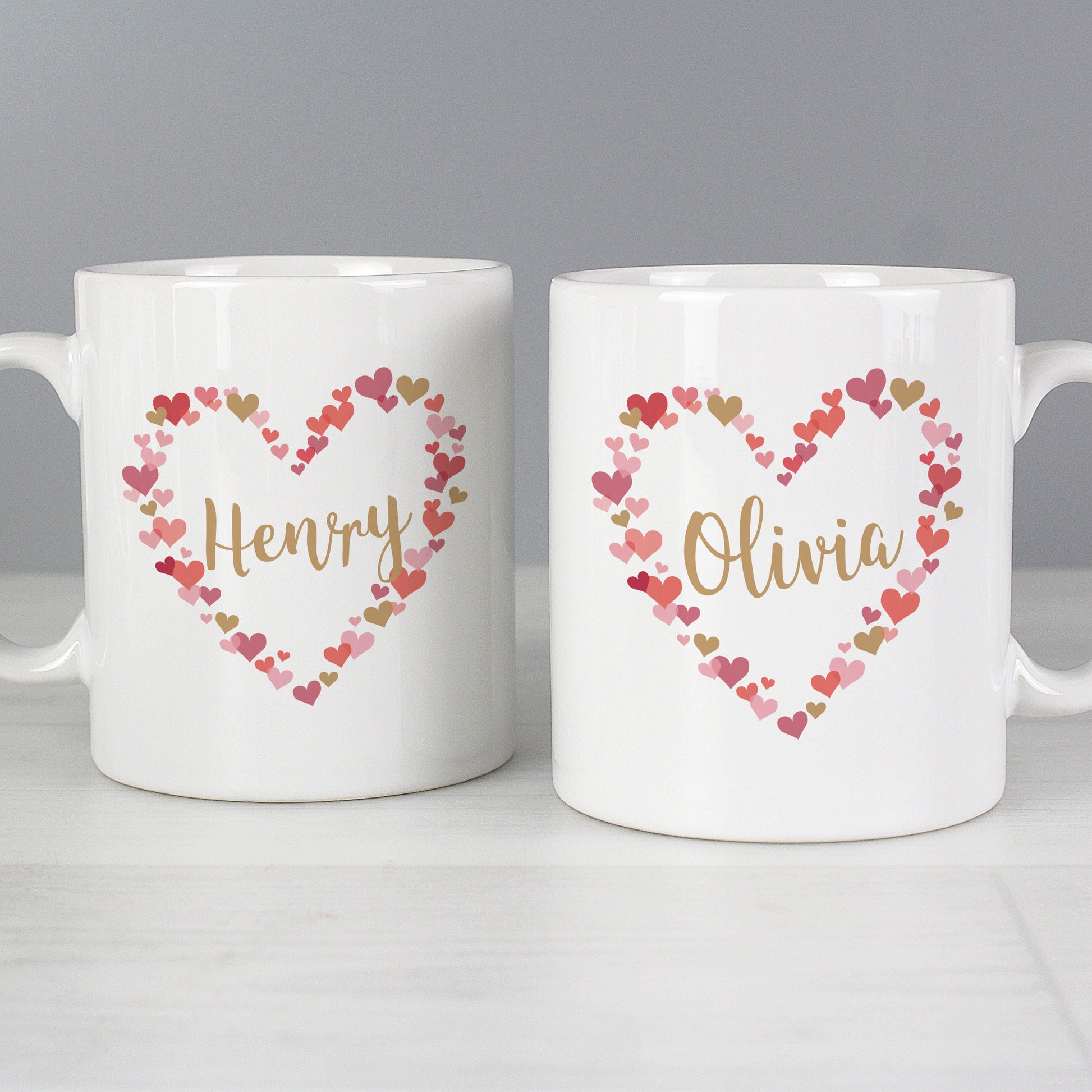 Personalised Confetti Hearts Wedding Mug Set - MK&JD Gifts