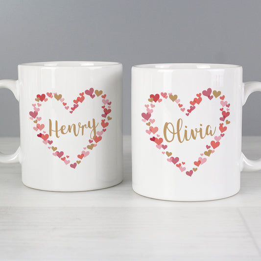 Personalised Confetti Hearts Wedding Mug Set - MK&JD Gifts