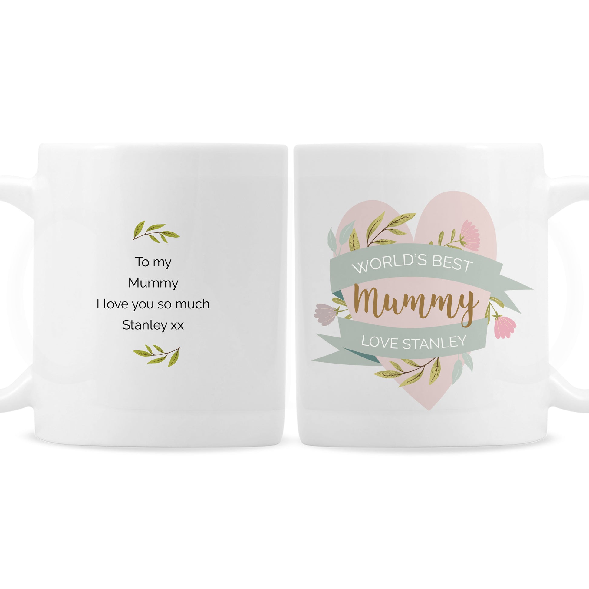 Personalised Floral Heart Mug - MK&JD Gifts