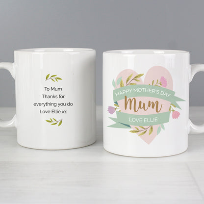Personalised Floral Heart Mug - MK&JD Gifts