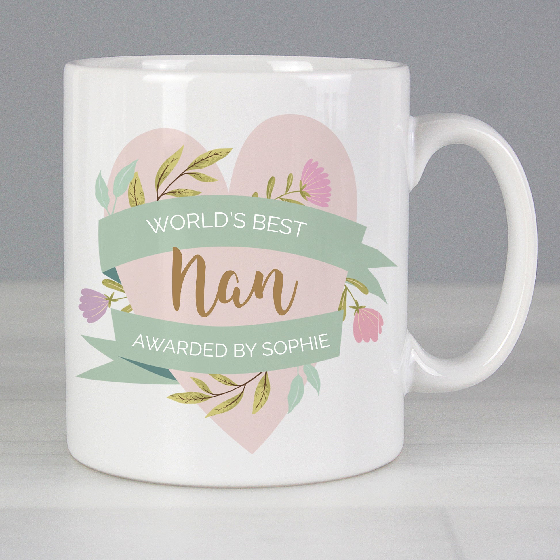 Personalised Floral Heart Mug - MK&JD Gifts