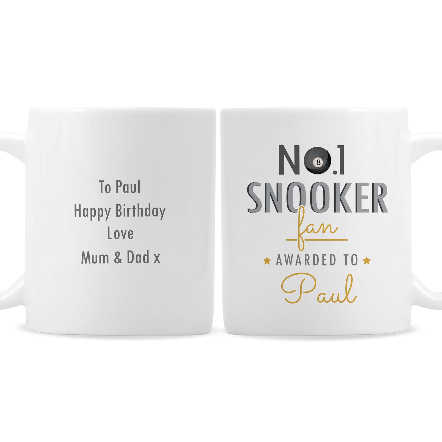 Personalised No.1 Snooker Fan Mug - MK&JD Gifts
