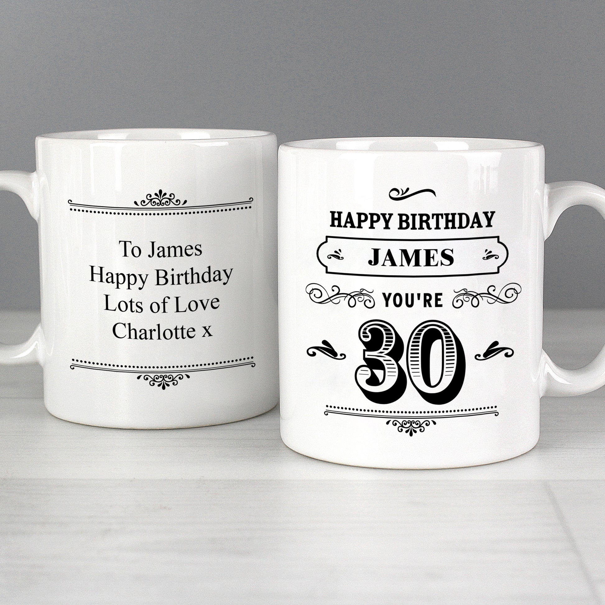 Personalised Birthday Vintage Typography Mug - MK&JD Gifts