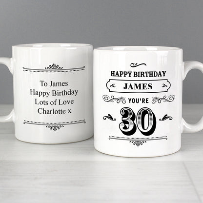 Personalised Birthday Vintage Typography Mug - MK&JD Gifts