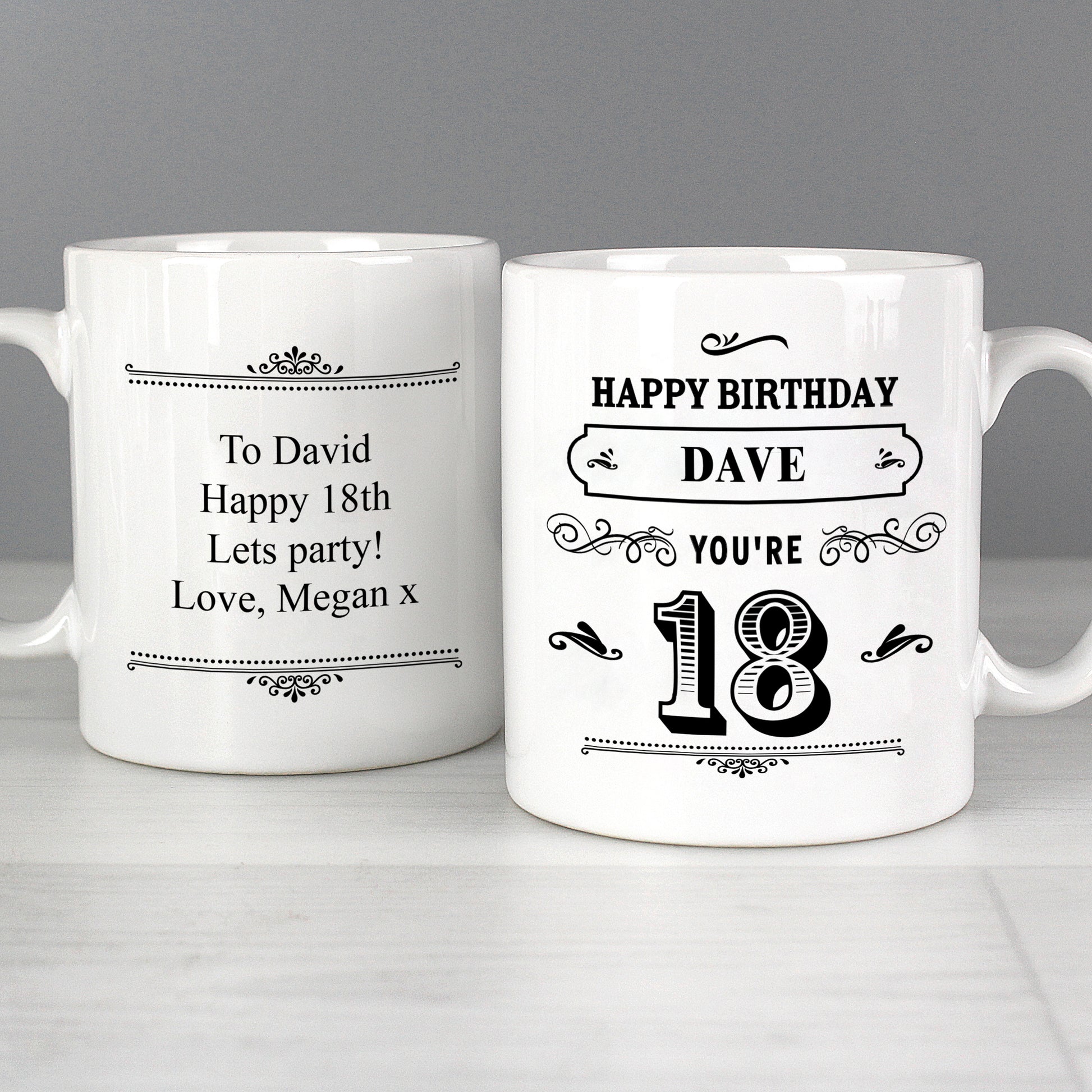 Personalised Birthday Vintage Typography Mug - MK&JD Gifts