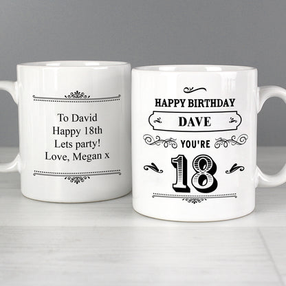 Personalised Birthday Vintage Typography Mug - MK&JD Gifts