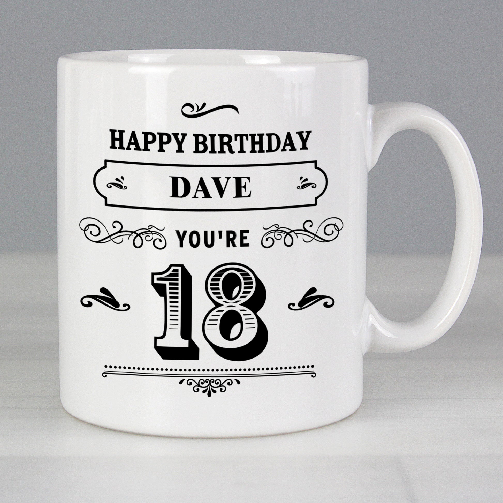 Personalised Birthday Vintage Typography Mug - MK&JD Gifts