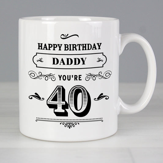 Personalised Birthday Vintage Typography Mug - MK&JD Gifts