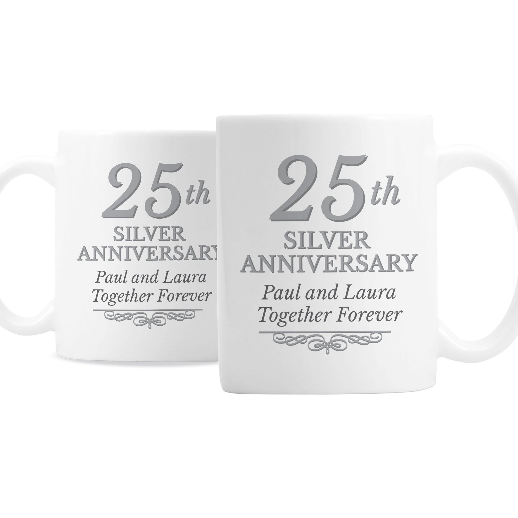 Personalised 25th Silver Anniversary Mug Set - MK&JD Gifts