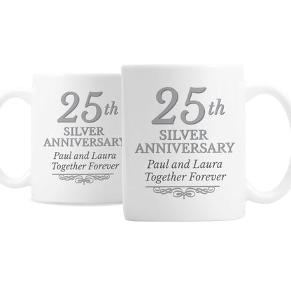 Personalised 25th Silver Anniversary Mug Set - MK&JD Gifts