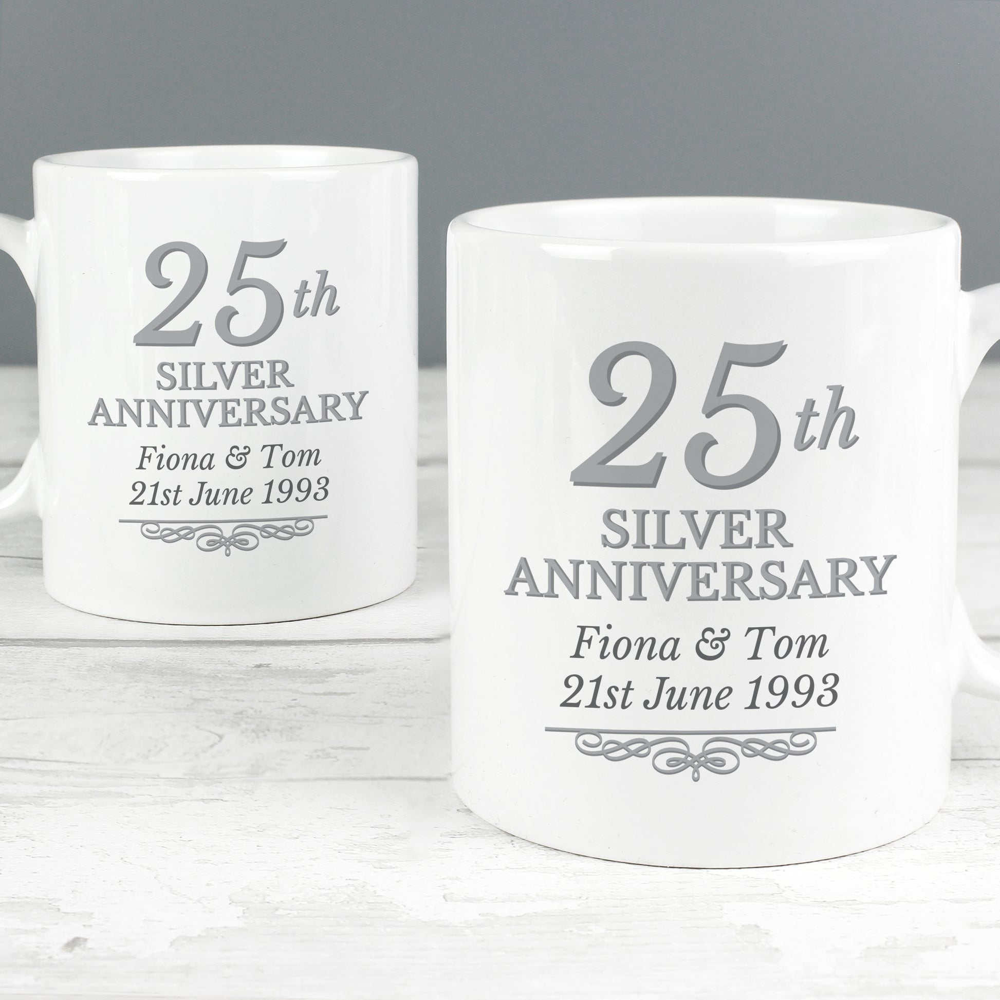 Personalised 25th Silver Anniversary Mug Set - MK&JD Gifts