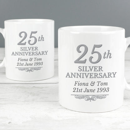 Personalised 25th Silver Anniversary Mug Set - MK&JD Gifts