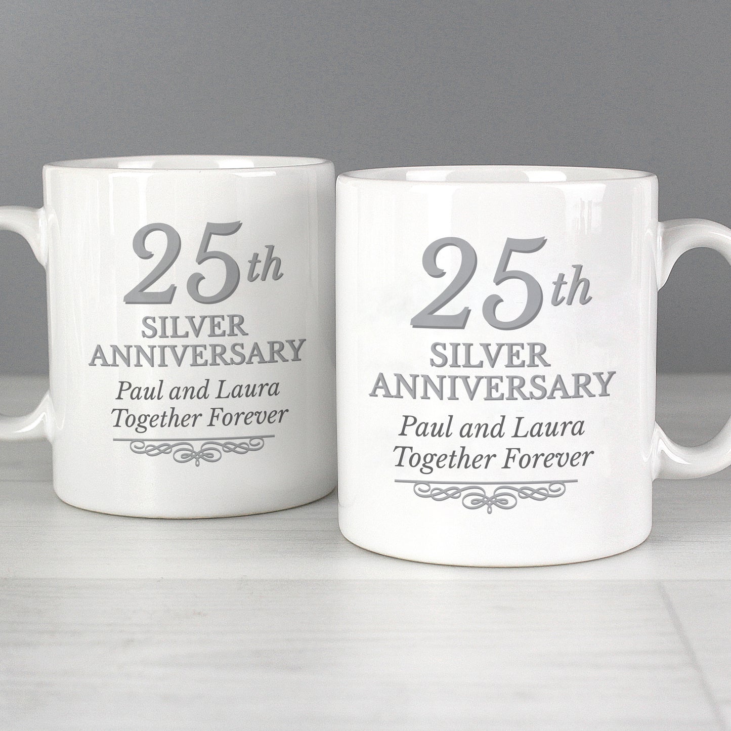 Personalised 25th Silver Anniversary Mug Set - MK&JD Gifts