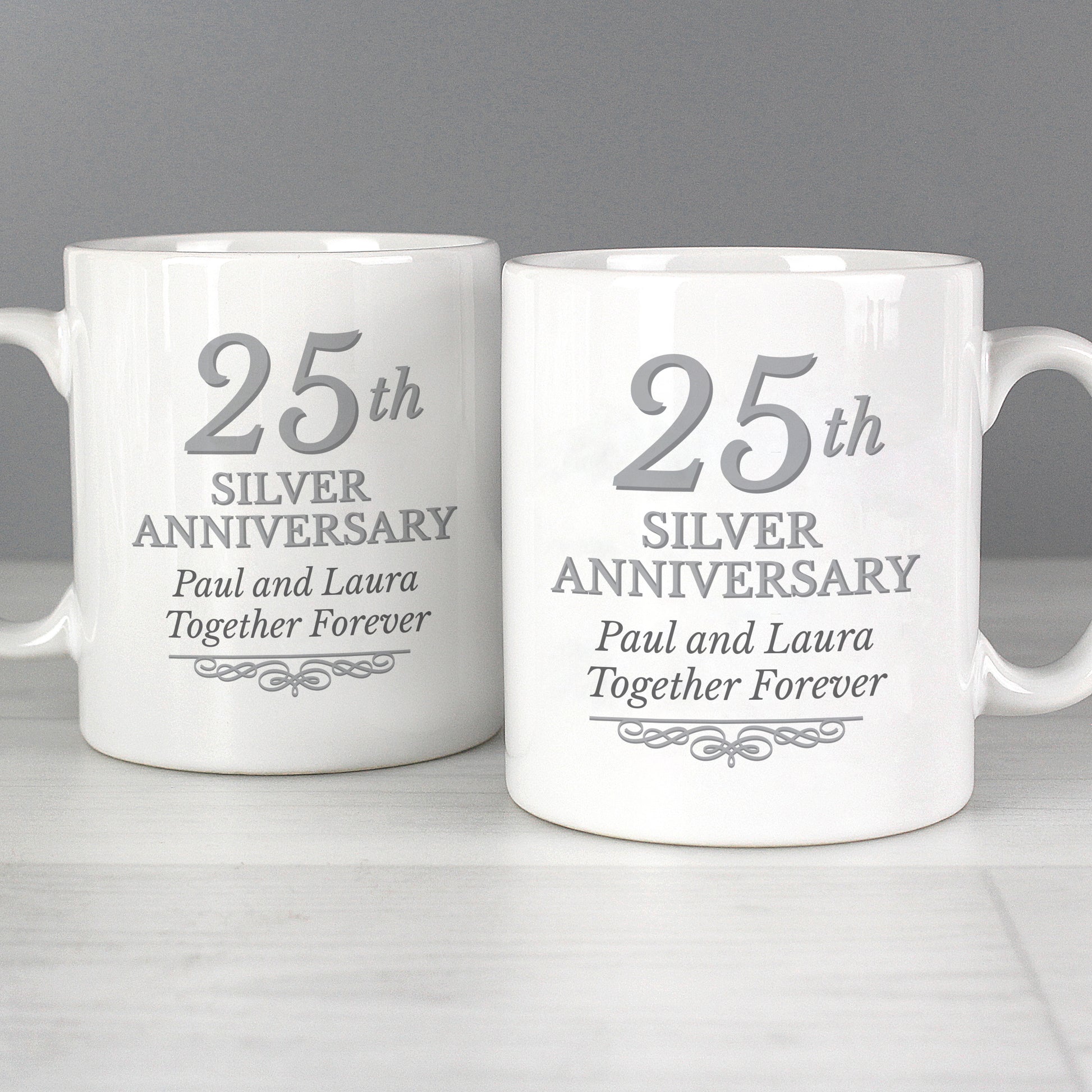 Personalised 25th Silver Anniversary Mug Set - MK&JD Gifts