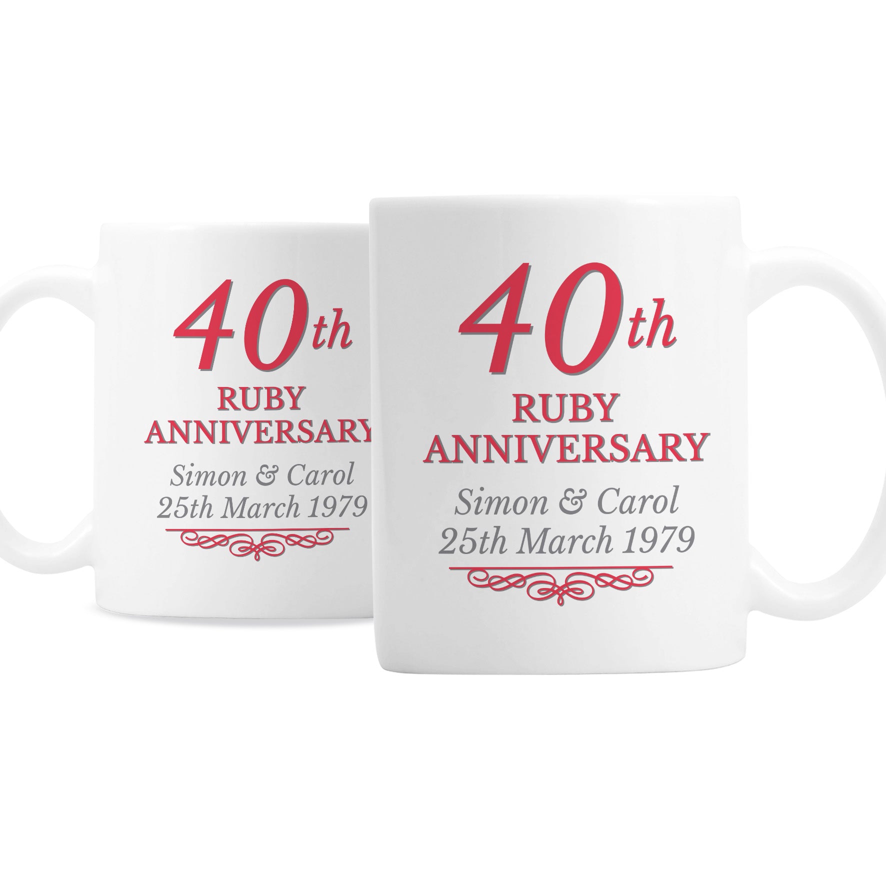 Personalised 40th Ruby Anniversary Mug Set - MK&JD Gifts