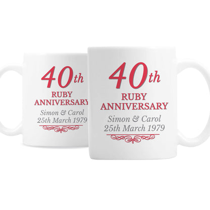 Personalised 40th Ruby Anniversary Mug Set - MK&JD Gifts