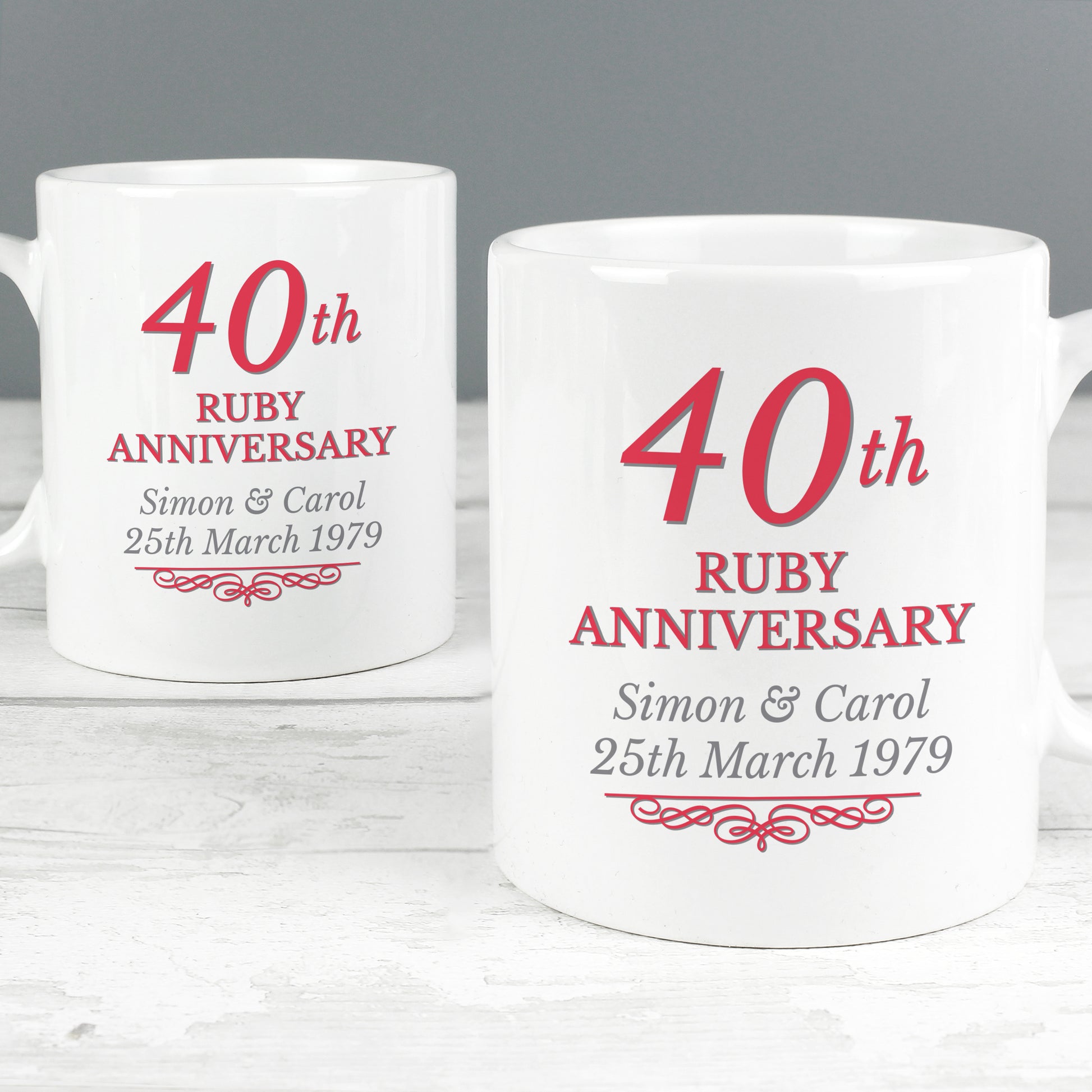 Personalised 40th Ruby Anniversary Mug Set - MK&JD Gifts
