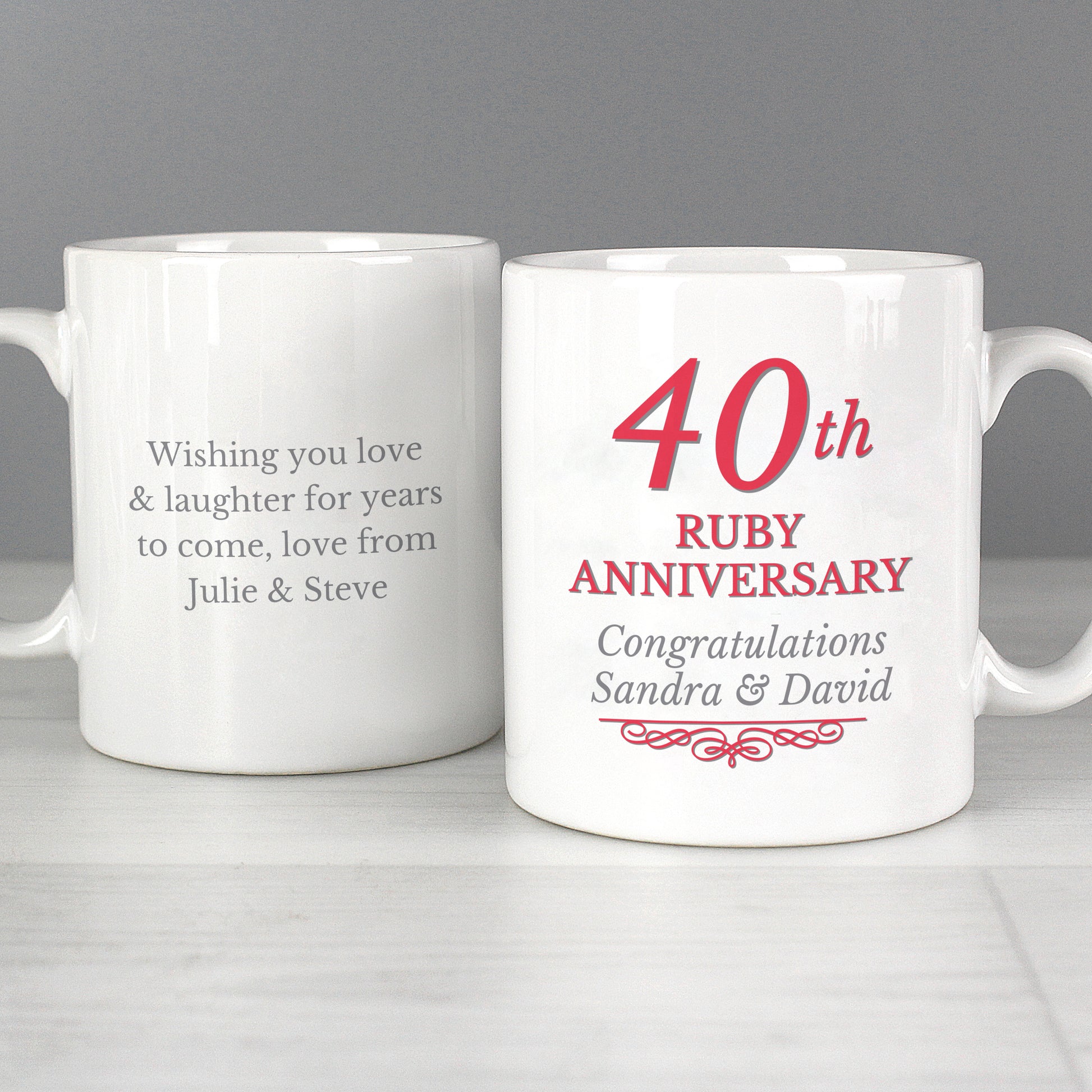 Personalised 40th Ruby Anniversary Mug Set - MK&JD Gifts
