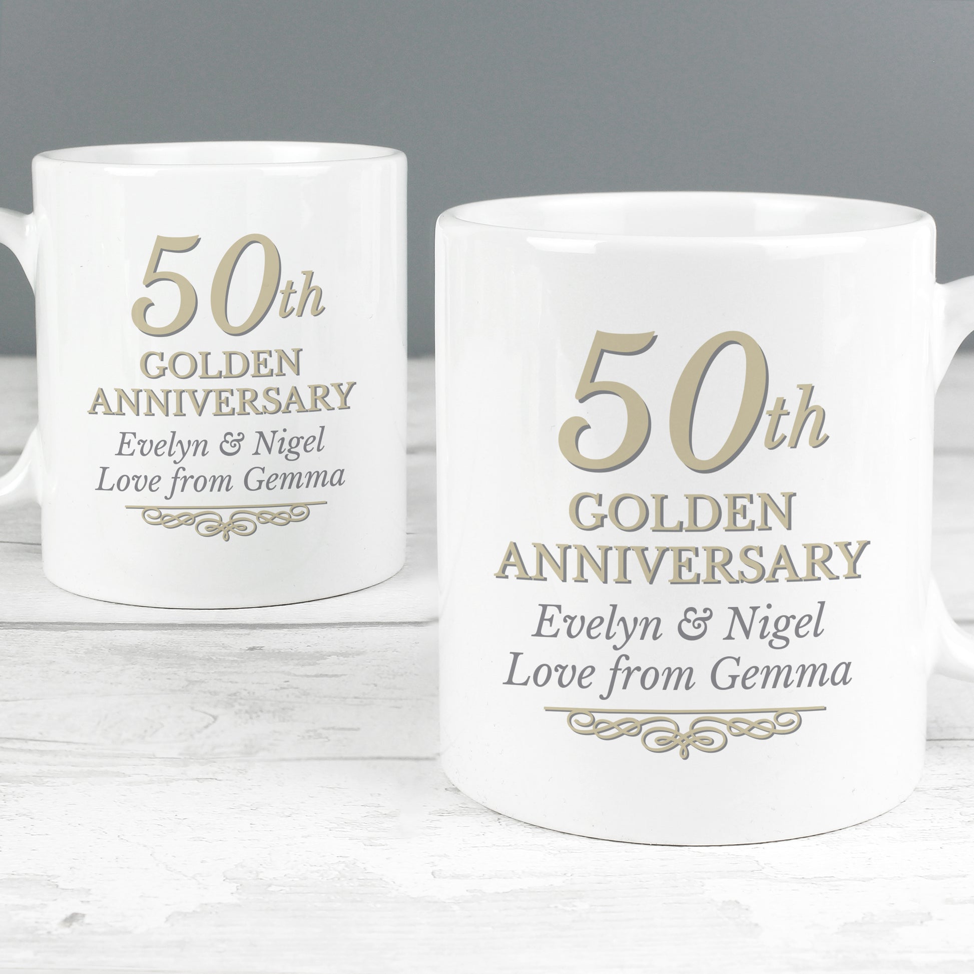 Personalised 50th Golden Anniversary Mug Set - MK&JD Gifts
