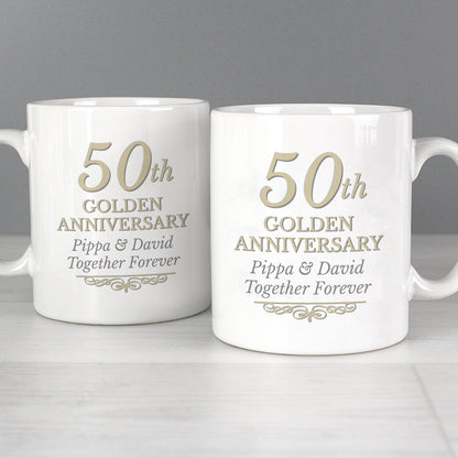 Personalised 50th Golden Anniversary Mug Set - MK&JD Gifts