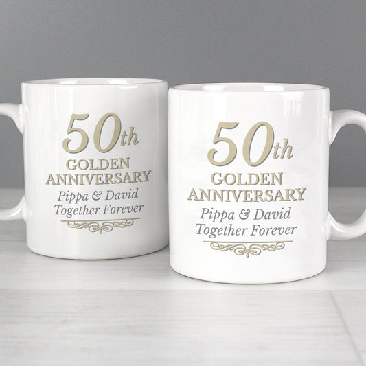 Personalised 50th Golden Anniversary Mug Set - MK&JD Gifts