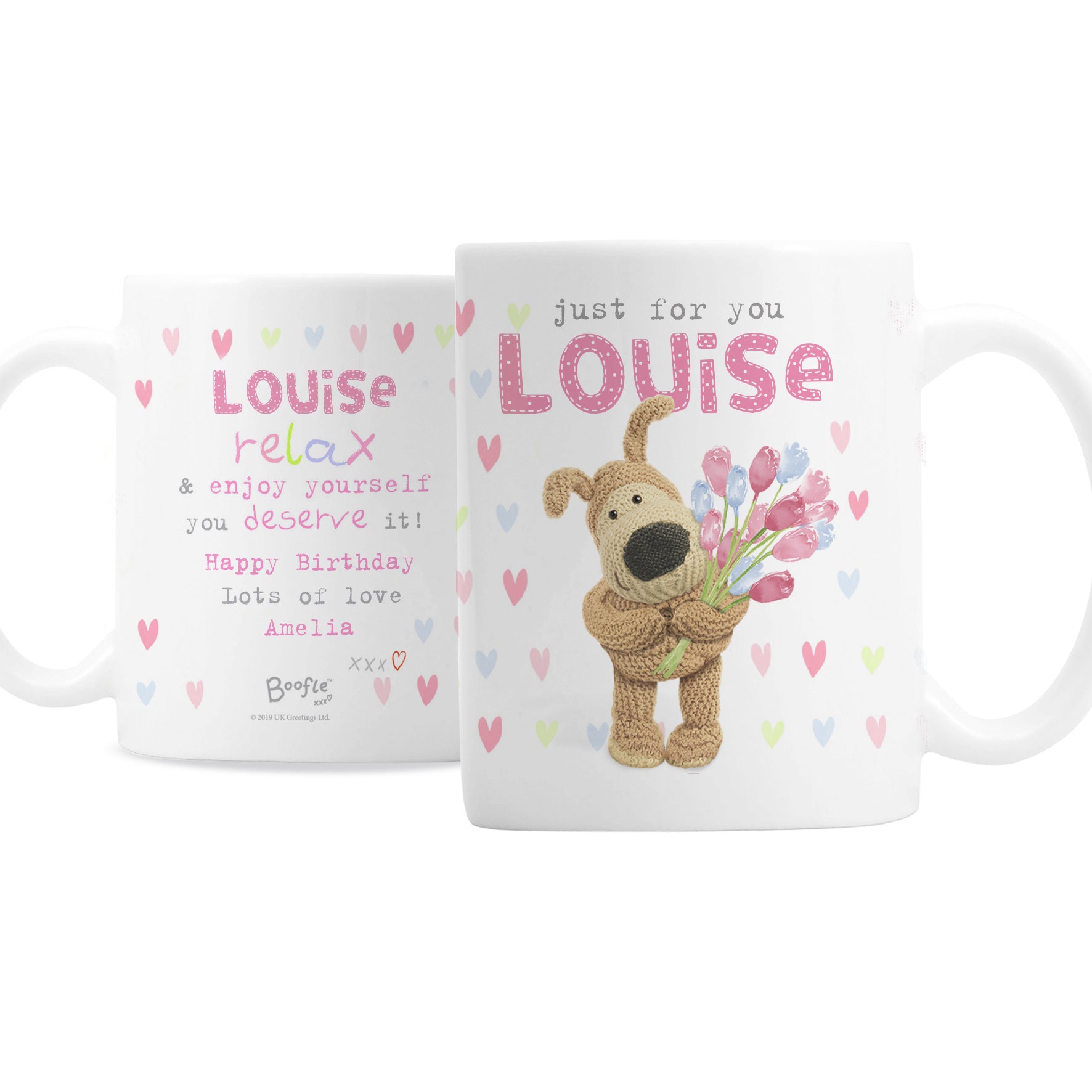 Personalised Boofle Birthday Flowers Mug - MK&JD Gifts