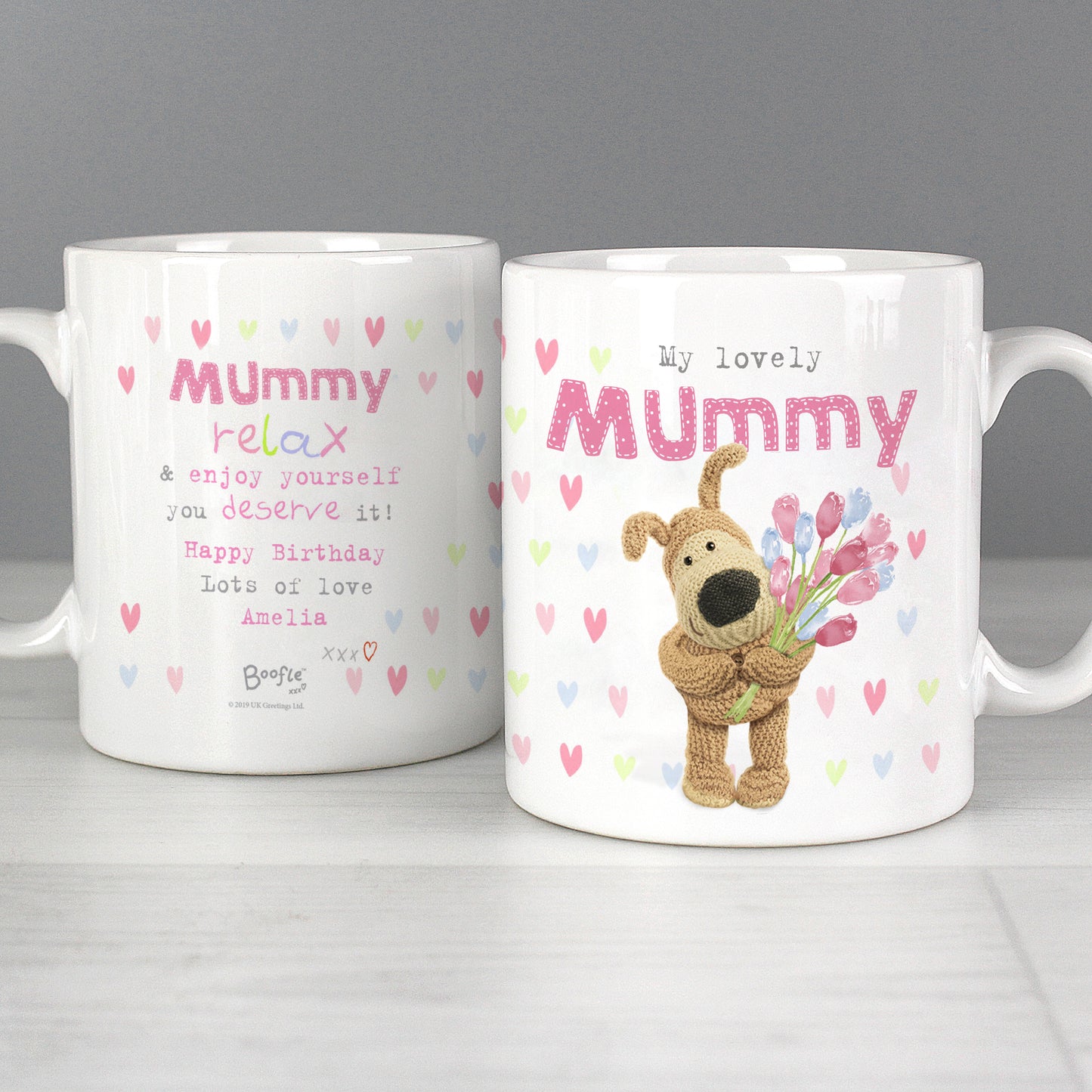 Personalised Boofle Birthday Flowers Mug - MK&JD Gifts