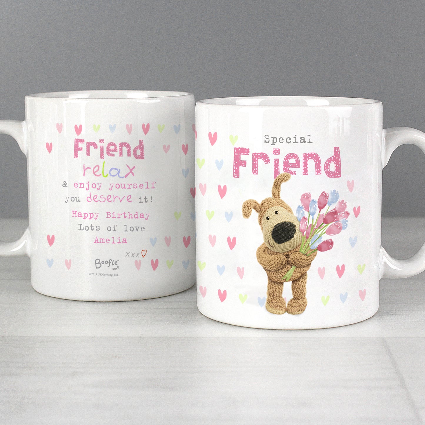 Personalised Boofle Birthday Flowers Mug - MK&JD Gifts