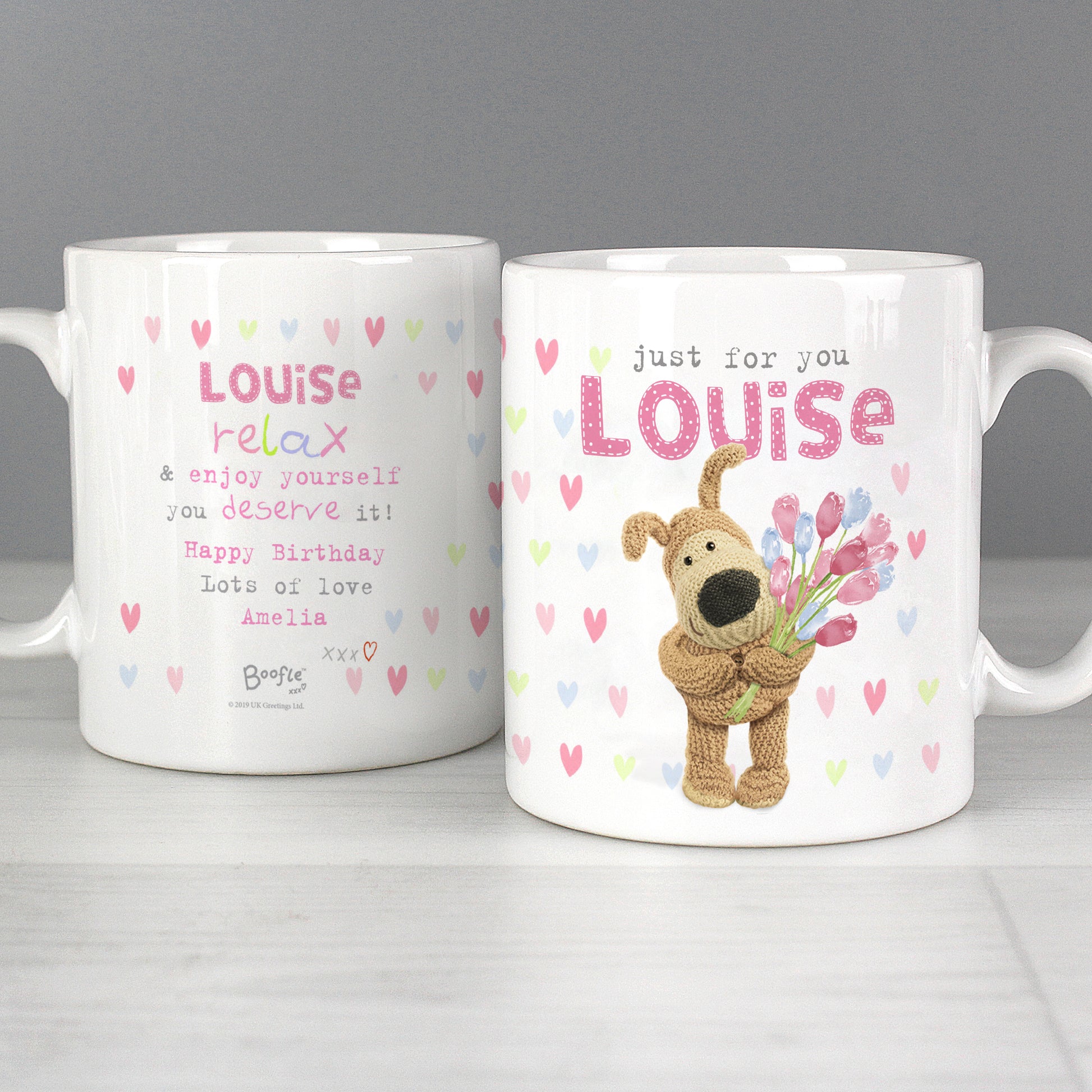 Personalised Boofle Birthday Flowers Mug - MK&JD Gifts