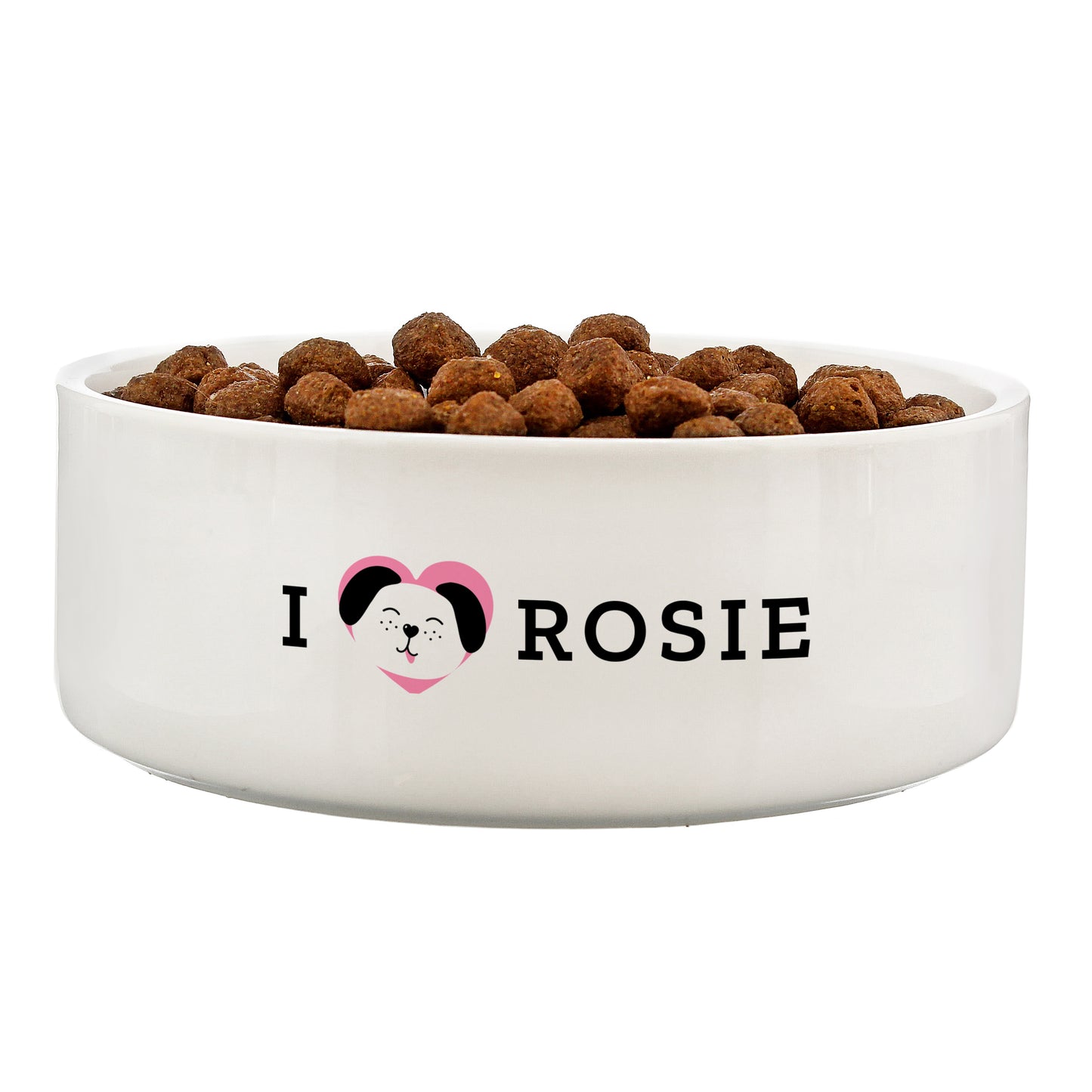 Personalised I Love my Dog - Cute Design 14cm Medium Ceramic White Pet Bowl - MK&JD Gifts
