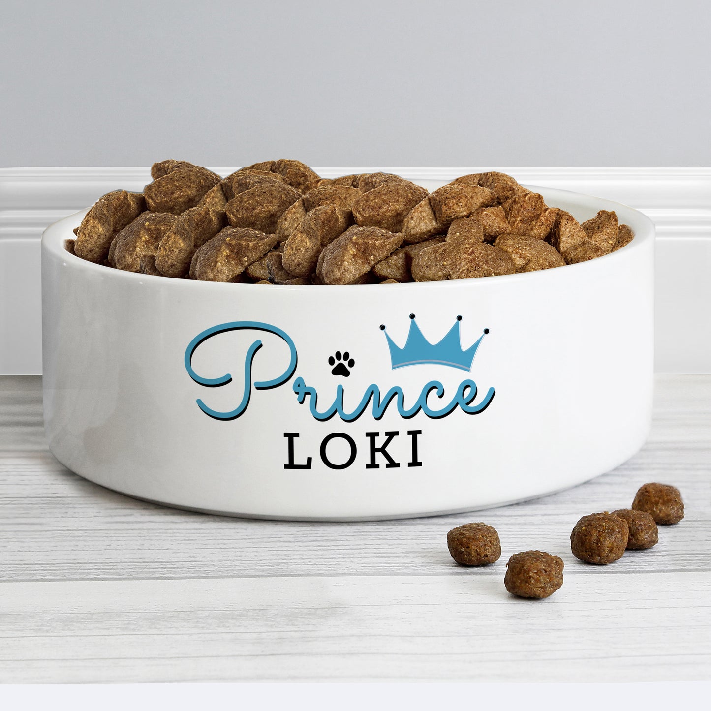 Personalised Prince 14cm Medium Ceramic White Pet Bowl - MK&JD Gifts