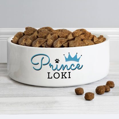 Personalised Prince 14cm Medium Ceramic White Pet Bowl - MK&JD Gifts