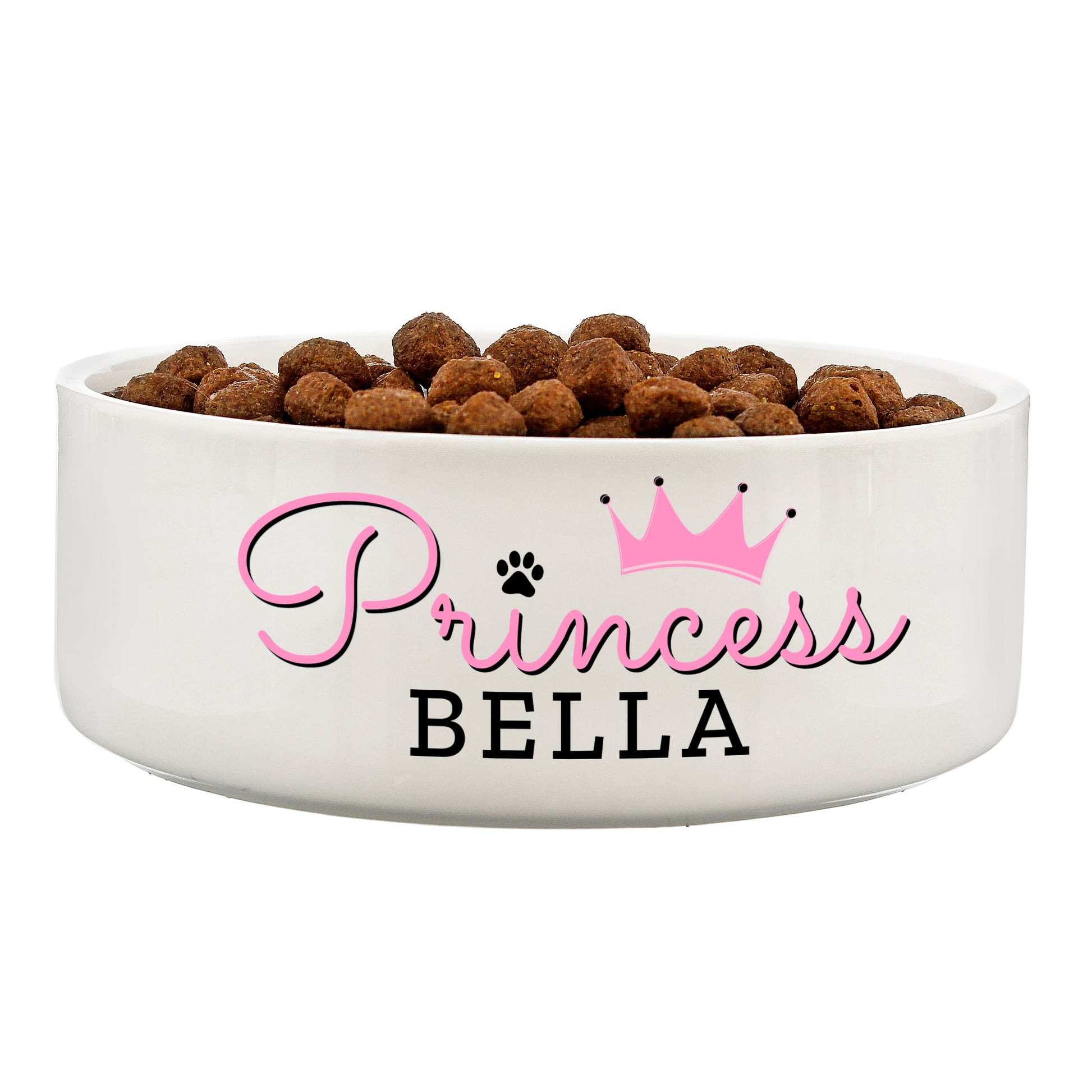 Personalised Princess 14cm Medium Ceramic White Pet Bowl - MK&JD Gifts