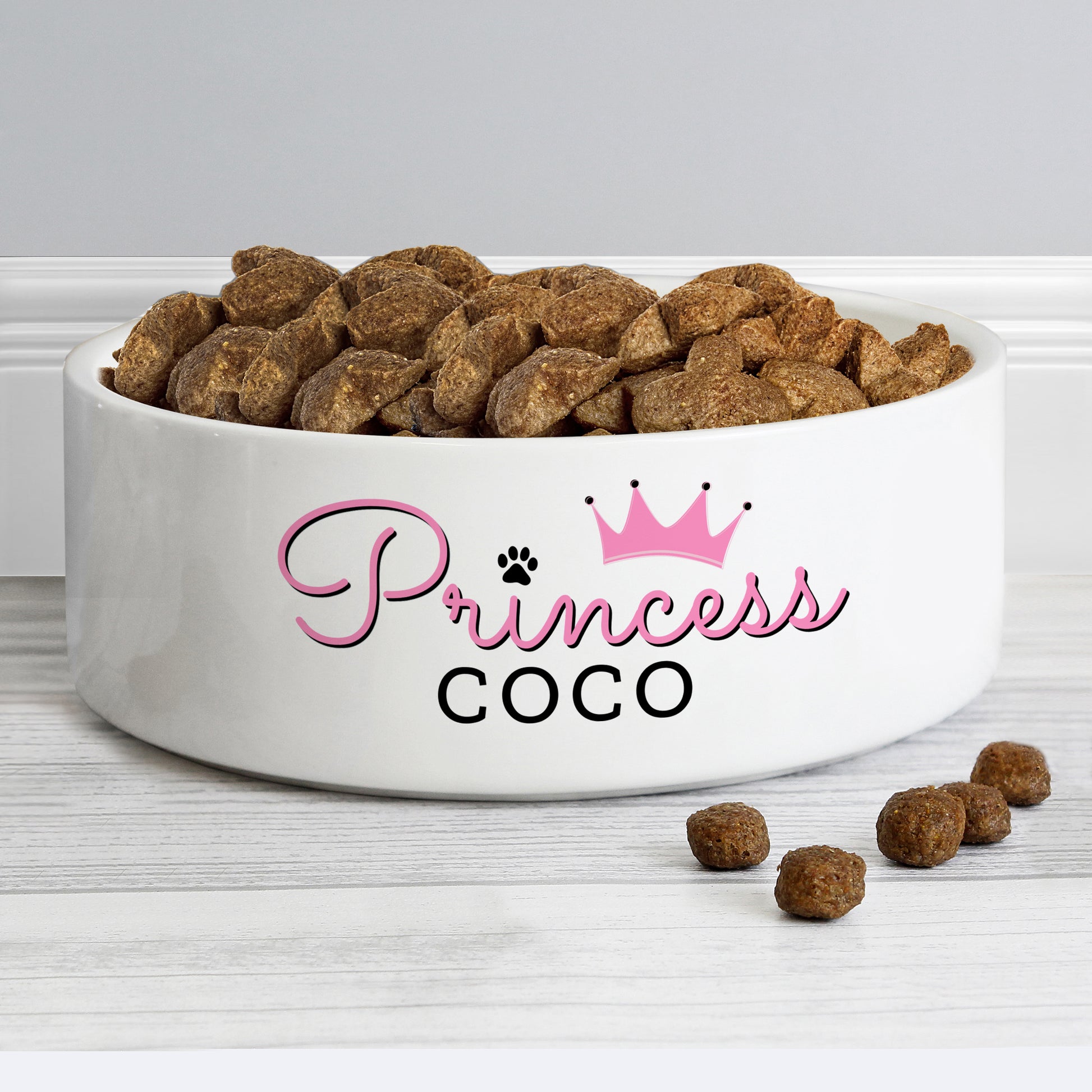 Personalised Princess 14cm Medium Ceramic White Pet Bowl - MK&JD Gifts