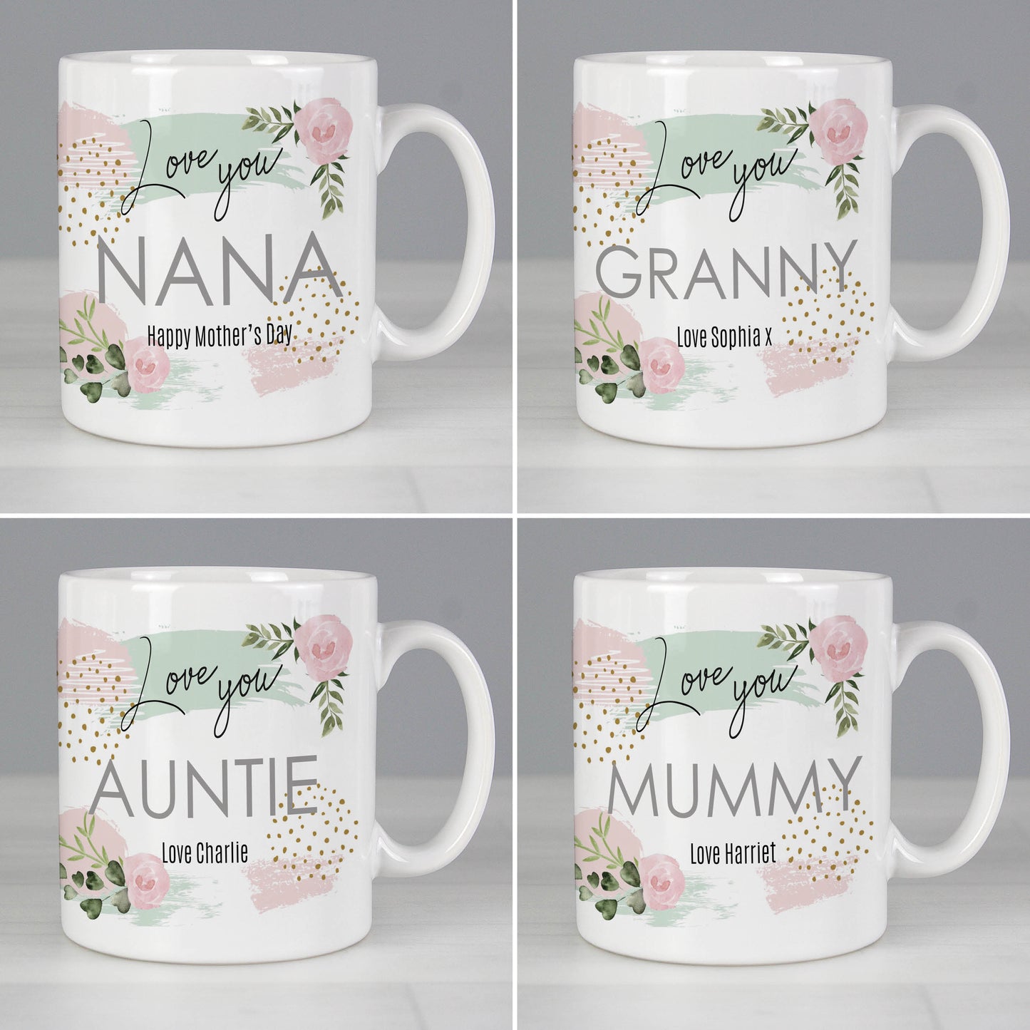 Personalised Abstract Rose Mug - MK&JD Gifts