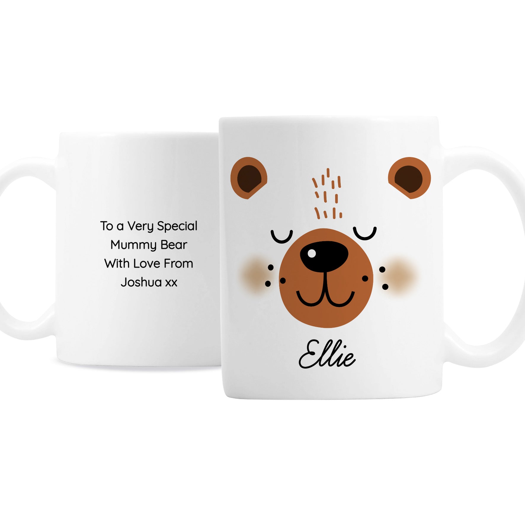 Personalised Cute Bear Face Mug - MK&JD Gifts