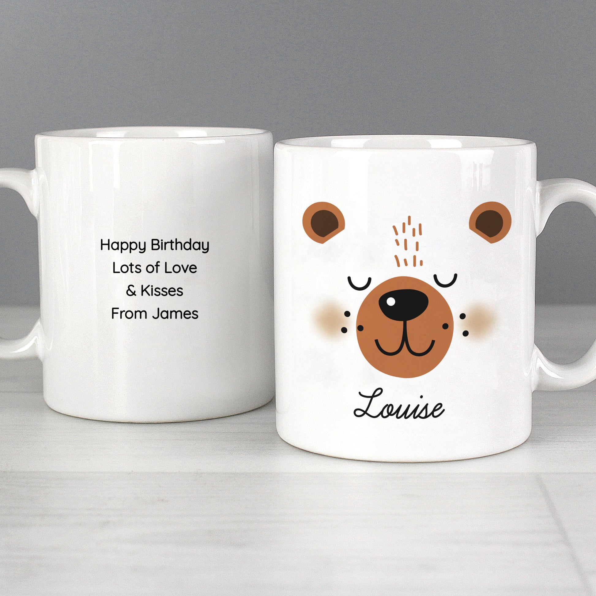 Personalised Cute Bear Face Mug - MK&JD Gifts