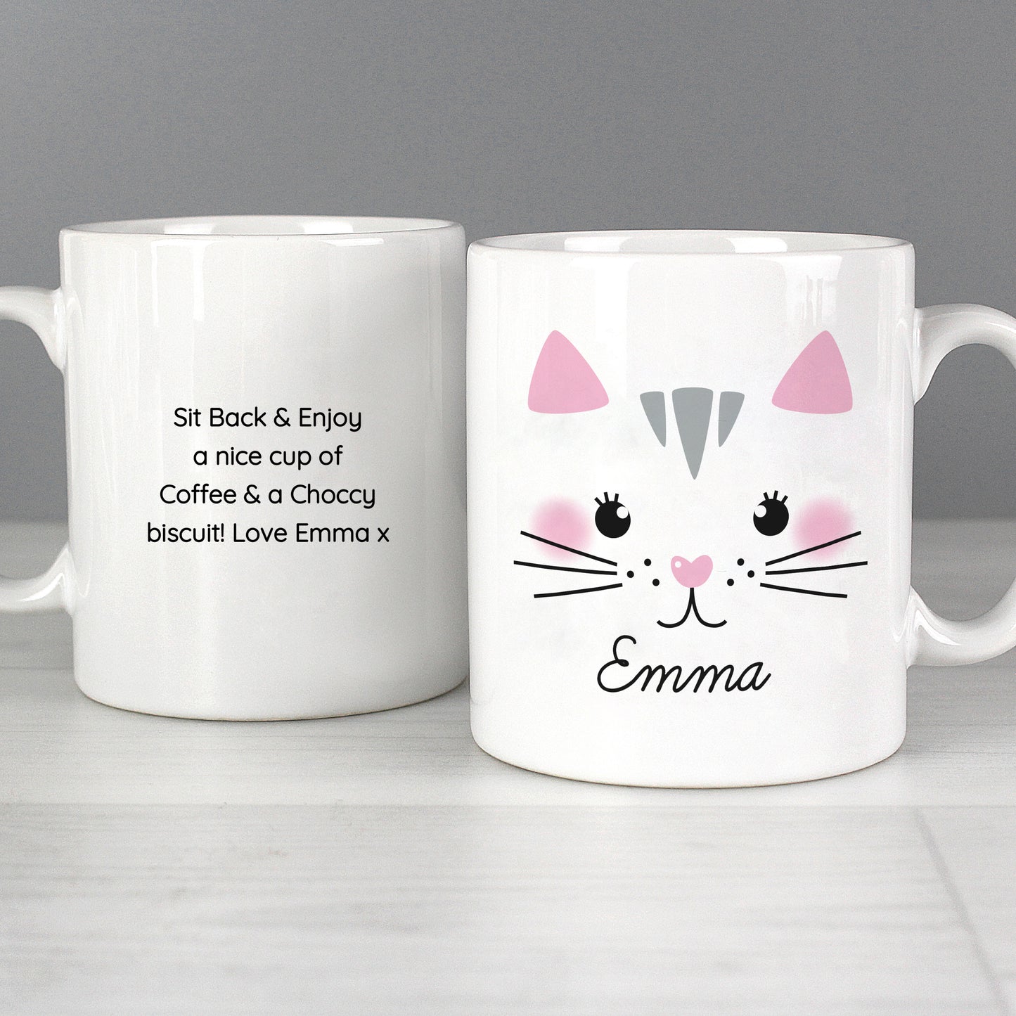 Personalised Cute Cat Face Mug - MK&JD Gifts
