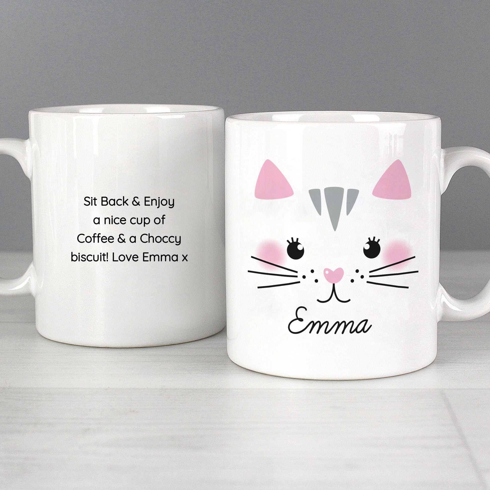 Personalised Cute Cat Face Mug - MK&JD Gifts